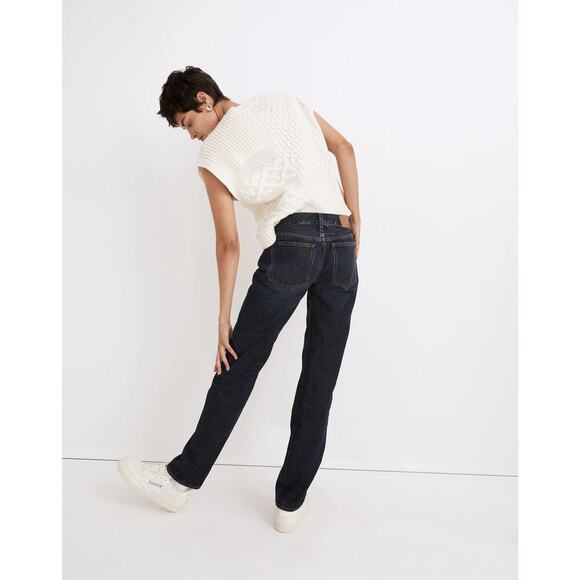 MADEWELL Low Rise Perfect Vintage Straight Jean Lilycrest Wash Size 24 Dark Wash - Picture 2 of 10